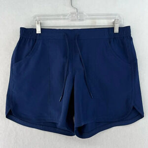 Lands' End Shorts Womens Sz 10 Blue High Rise Elastic Waist Drawstring Active